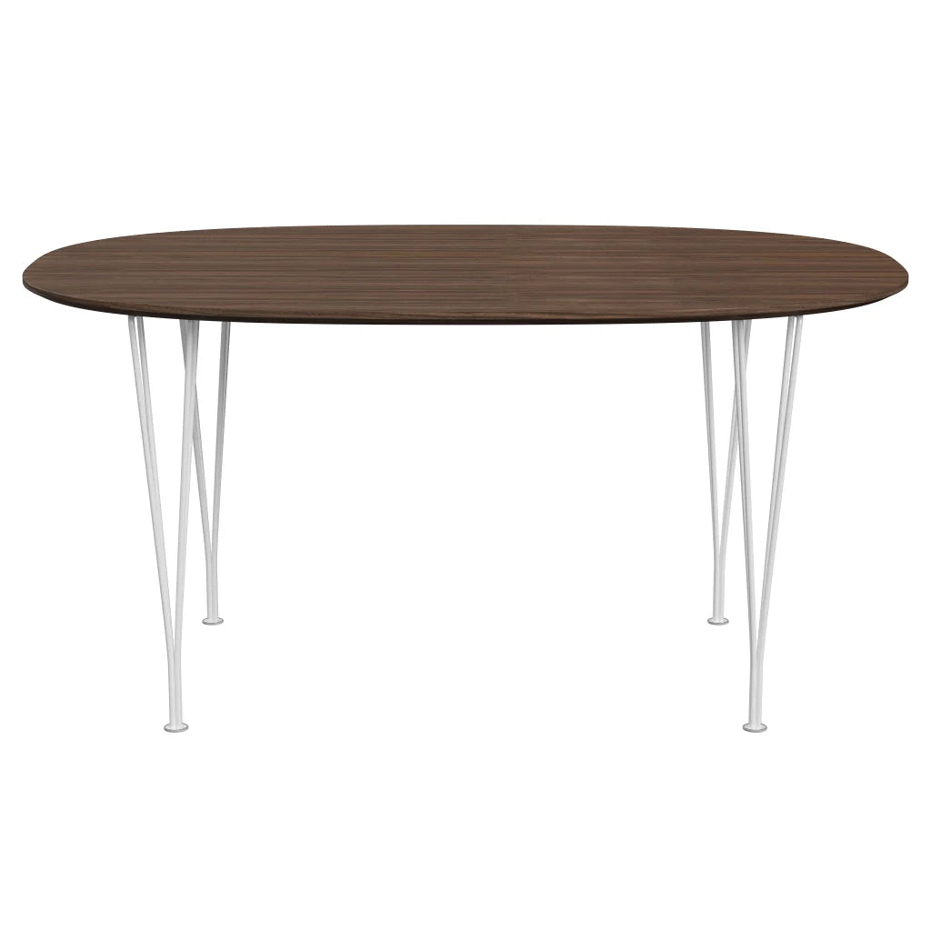 Superellipse™ - B612, Dining Table, 150 X 100 Cm (Table Height - 72 Cm) by Fritz Hansen #Clear Lacquered Veneer / Walnut (80)/Clear Lacquered Veneer / Walnut (80)/Powder Coated Steel / White (100)