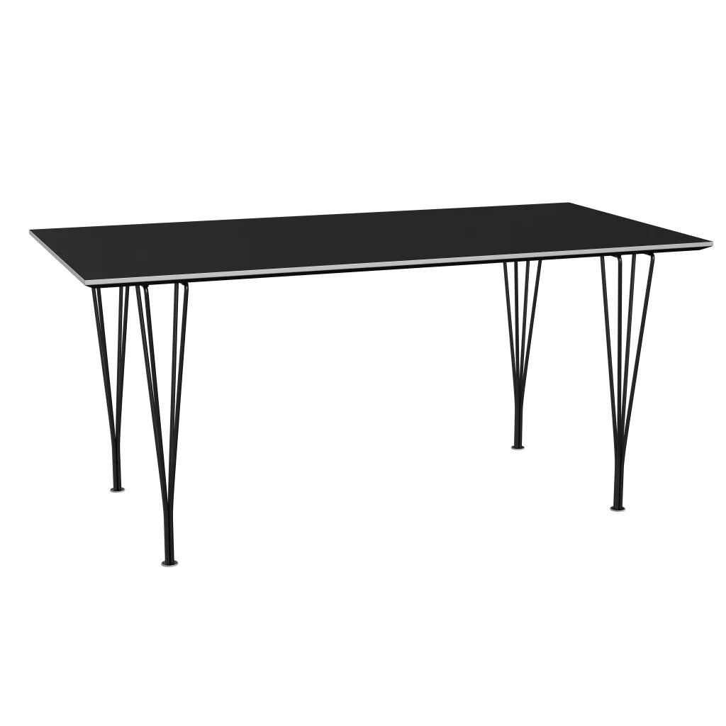 Rectangular - B638, Dining Table, 160 x 80 cm (Table Height - 72 cm) by Fritz Hansen #Fenix / Black (720)/Brushed metal / Aluminium - Matt/Powder Coated Steel / Black (190)