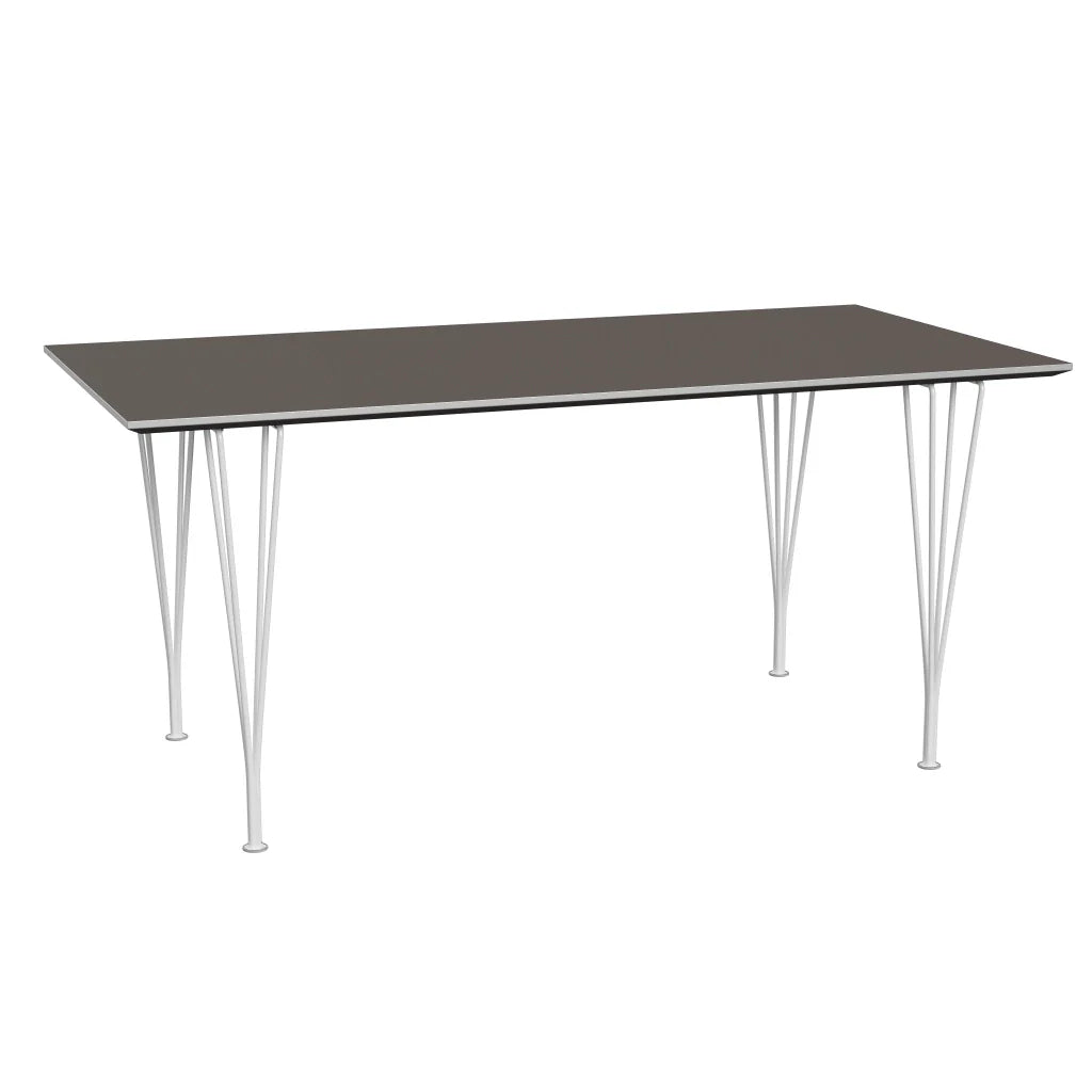 Rectangular - B638, Dining Table, 160 x 80 cm (Table Height - 72 cm) by Fritz Hansen #Fenix / Grey (718)/Brushed metal / Aluminium - Matt/Powder Coated Steel / White (100)