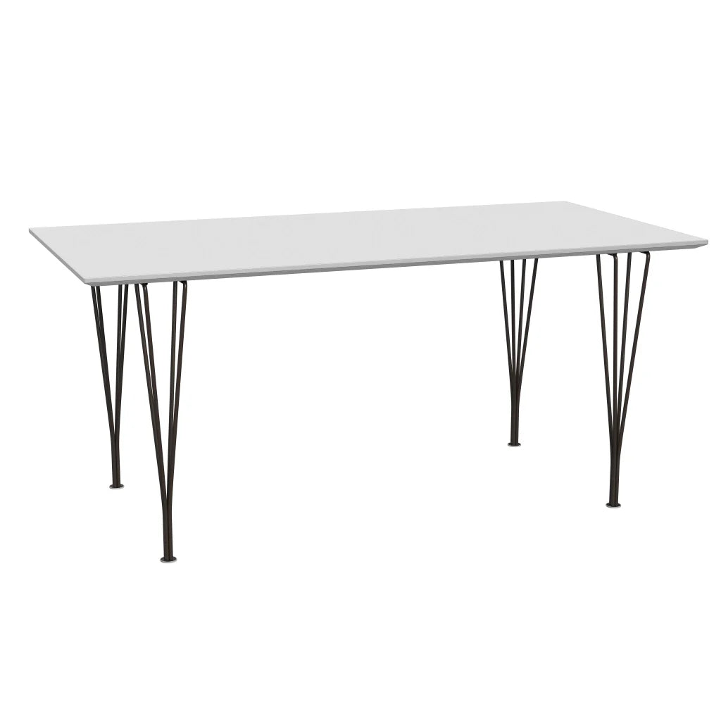 Rectangular - B638, Dining Table, 160 x 80 cm (Table Height - 72 cm) by Fritz Hansen #Fenix / White (032)/Brushed metal / Aluminium - Matt/Powder Coated Steel / Brown Bronze (390)