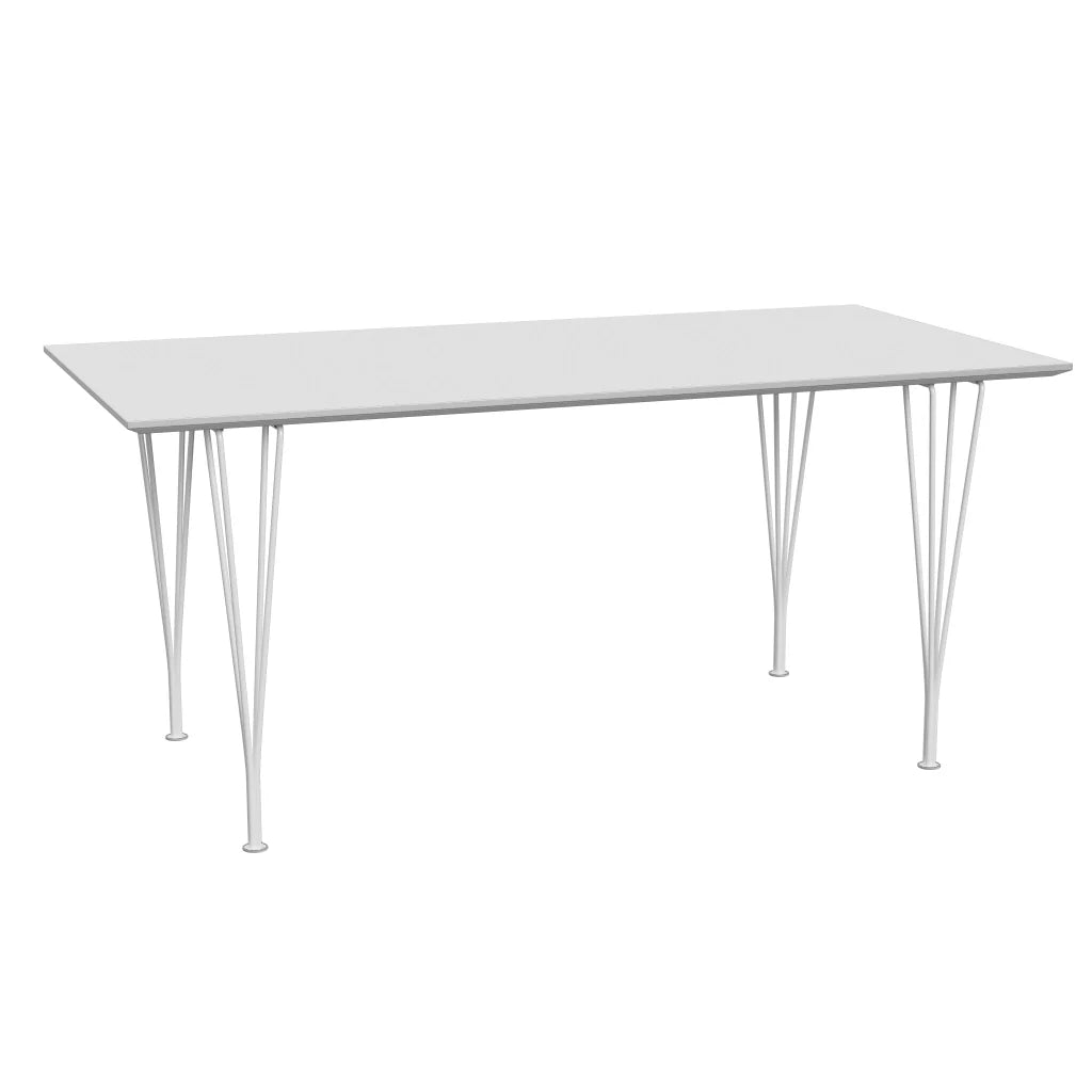 Rectangular - B638, Dining Table, 160 x 80 cm (Table Height - 72 cm) by Fritz Hansen #Fenix / White (032)/Brushed metal / Aluminium - Matt/Powder Coated Steel / White (100)