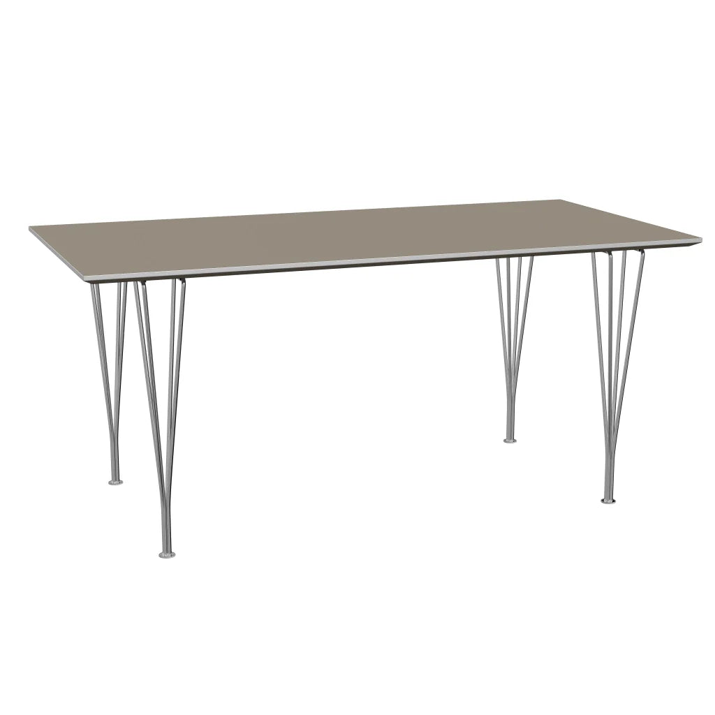 Rectangular - B638, Dining Table, 160 x 80 cm (Table Height - 72 cm) by Fritz Hansen #Fenix / Brown Ottawa (717)/Brushed metal / Aluminium - Matt/Steel / Chrome