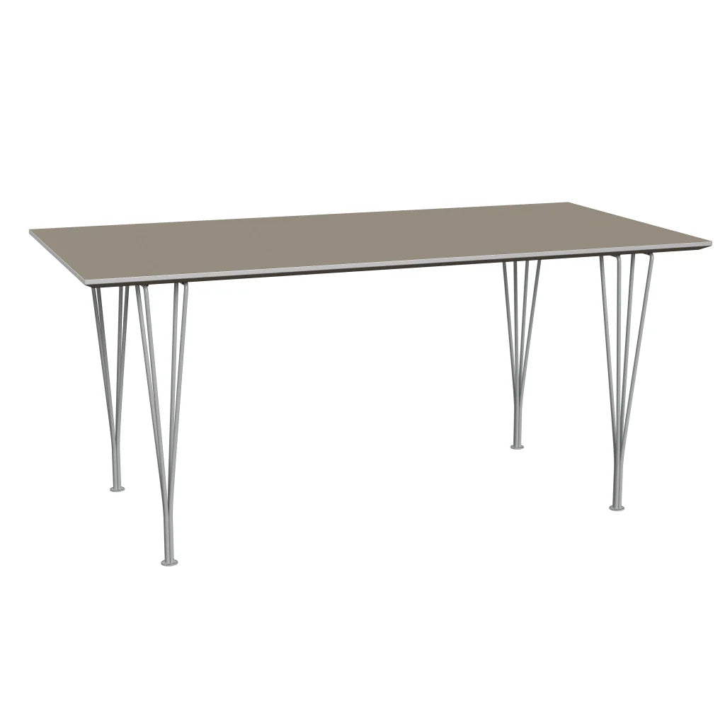 Rectangular - B638, Dining Table, 160 x 80 cm (Table Height - 72 cm) by Fritz Hansen #Fenix / Brown Ottawa (717)/Brushed metal / Aluminium - Matt/Powder Coated Steel / Nine Grey (150)