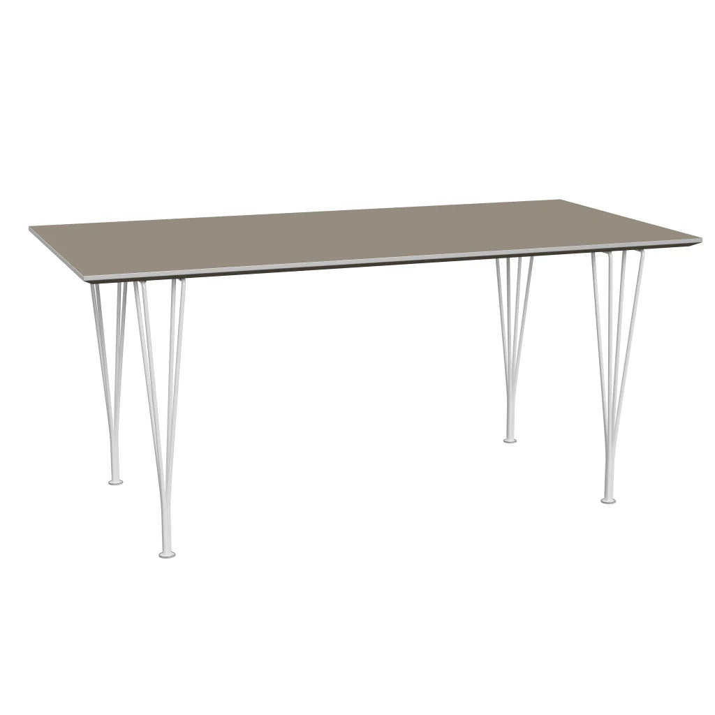 Rectangular - B638, Dining Table, 160 x 80 cm (Table Height - 72 cm) by Fritz Hansen #Fenix / Brown Ottawa (717)/Brushed metal / Aluminium - Matt/Powder Coated Steel / White (100)