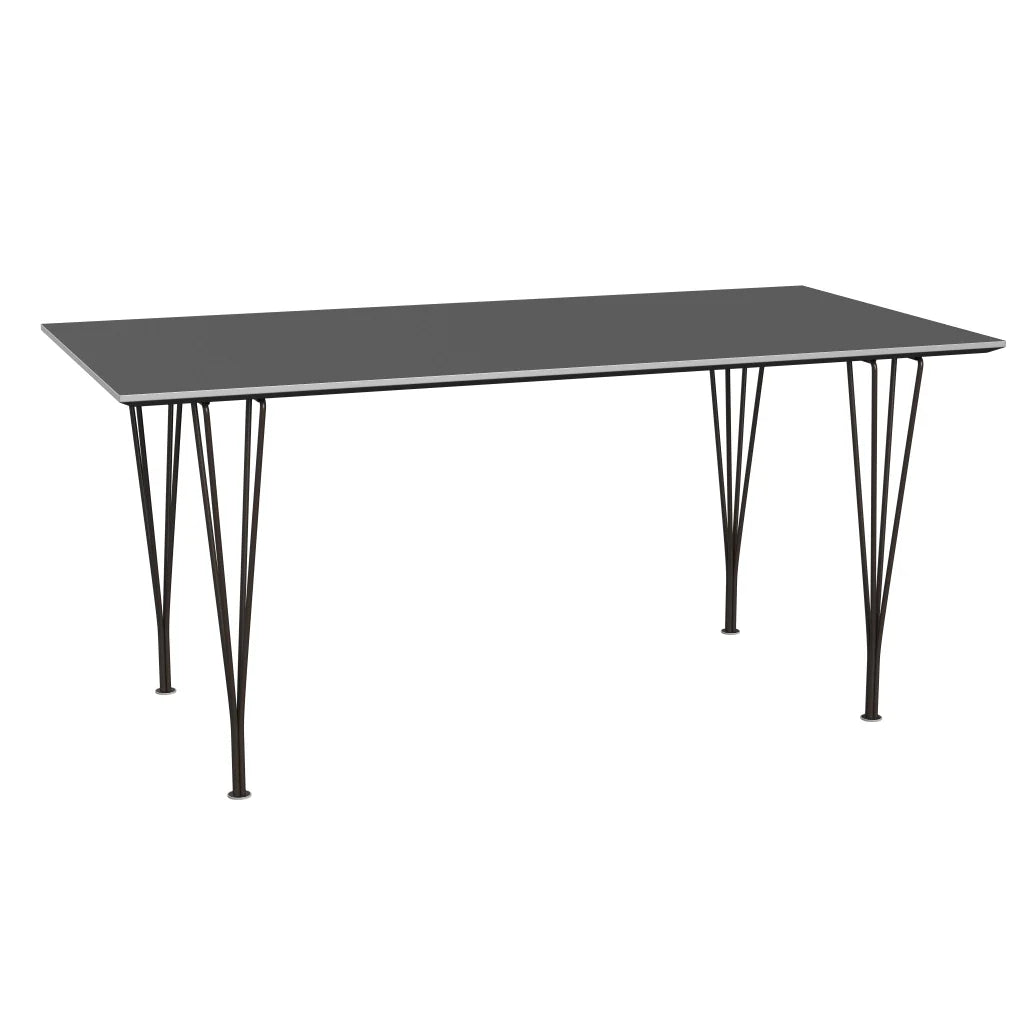 Rectangular - B638, Dining Table, 160 x 80 cm (Table Height - 72 cm) by Fritz Hansen #Fenix / Grey Bromo (724)/Brushed metal / Aluminium - Matt/Powder Coated Steel / Brown Bronze (390)