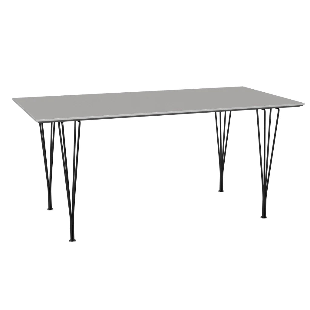 Rectangular - B638, Dining Table, 160 x 80 cm (Table Height - 72 cm) by Fritz Hansen #Fenix / Grey Efeso (725)/Brushed metal / Aluminium - Matt/Powder Coated Steel / Black (190)