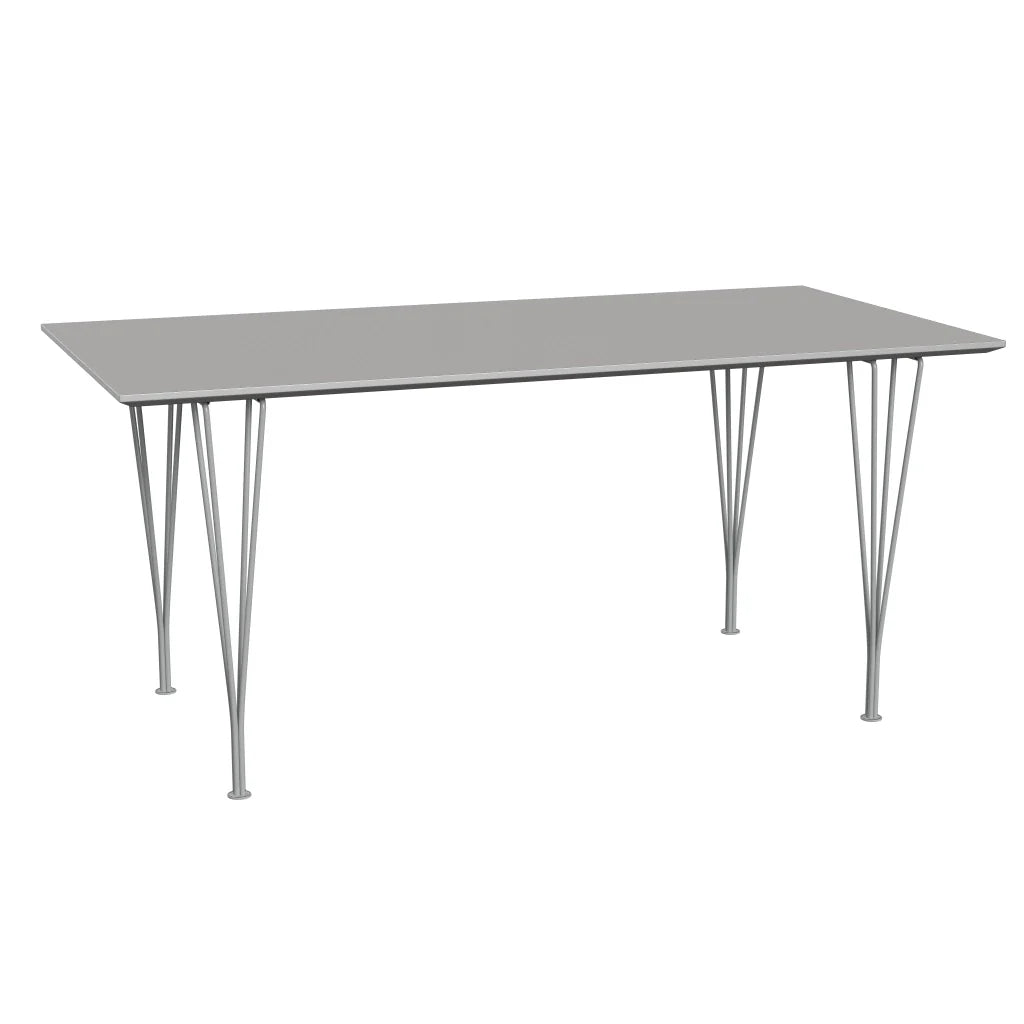 Rectangular - B638, Dining Table, 160 x 80 cm (Table Height - 72 cm) by Fritz Hansen #Fenix / Grey Efeso (725)/Brushed metal / Aluminium - Matt/Powder Coated Steel / Nine Grey (150)