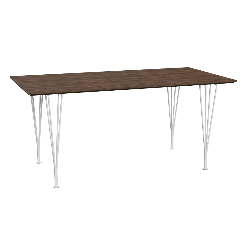 Rectangular - B638, Dining Table, 160 x 80 cm (Table Height - 72 cm) by Fritz Hansen #Clear Lacquered Veneer / Walnut (80)/Clear Lacquered Veneer / Walnut (80)/Powder Coated Steel / White (100)