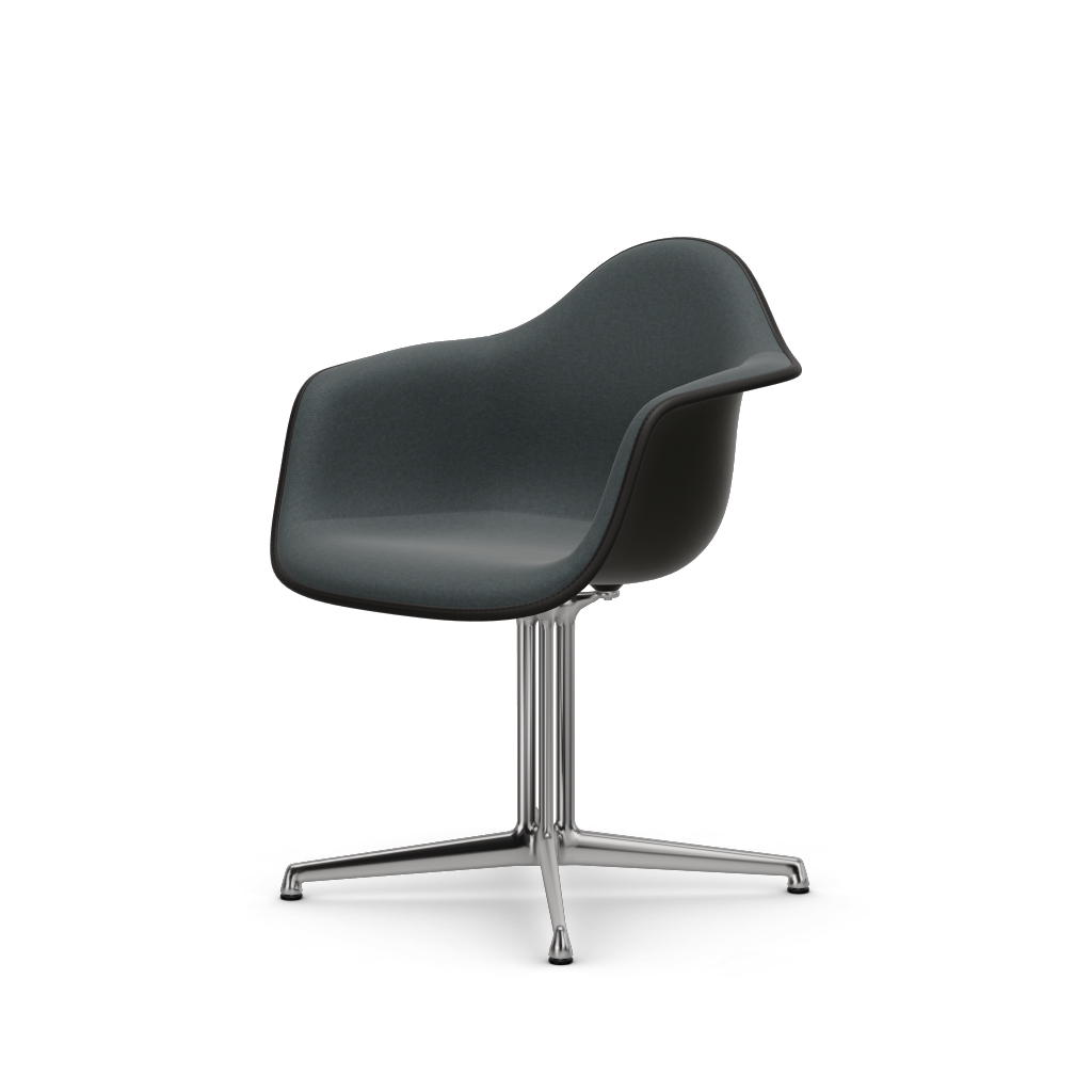 EAMES Plastic Armchair Dal (with Full Upholstery) (COLOUR OF SEAT SHELL -Deep Black) (Request Info)