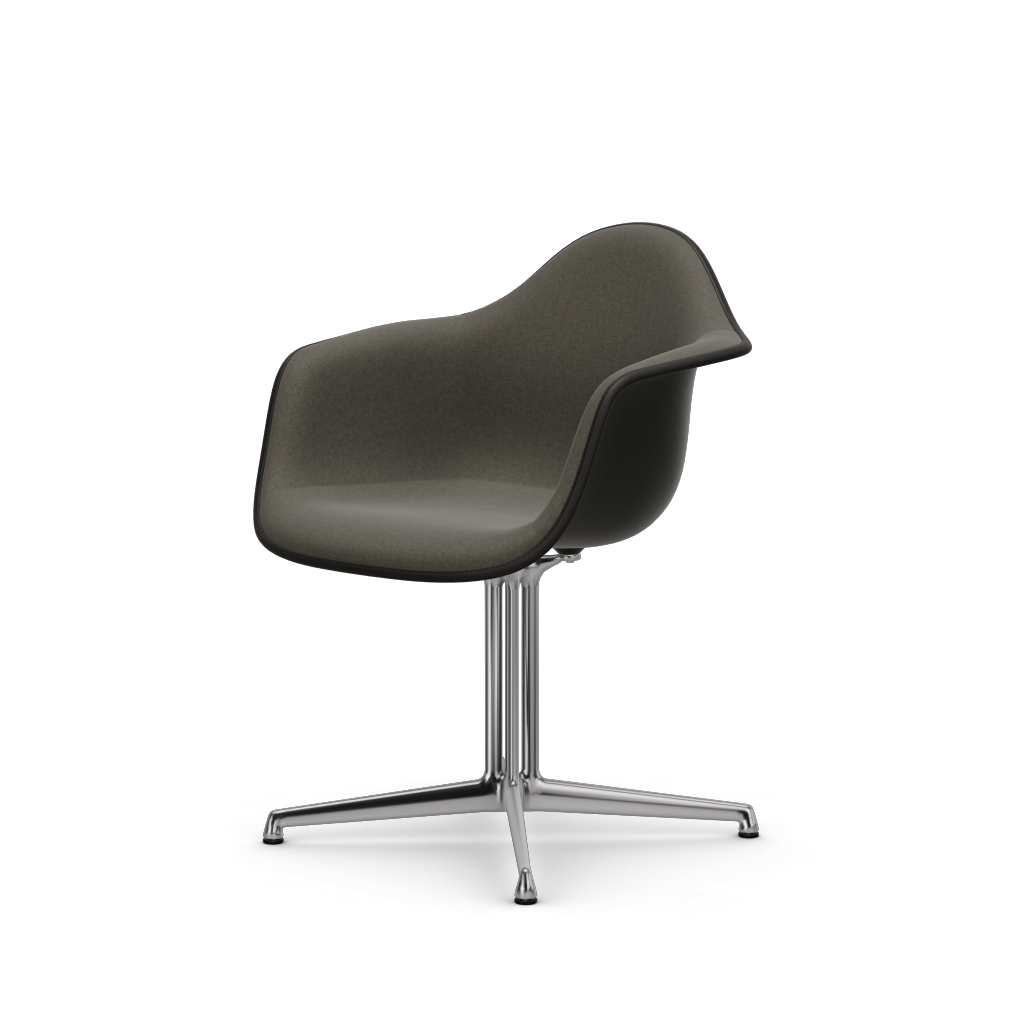 EAMES Plastic Armchair Dal (with Full Upholstery) (COLOUR OF SEAT SHELL -Deep Black) (Request Info)