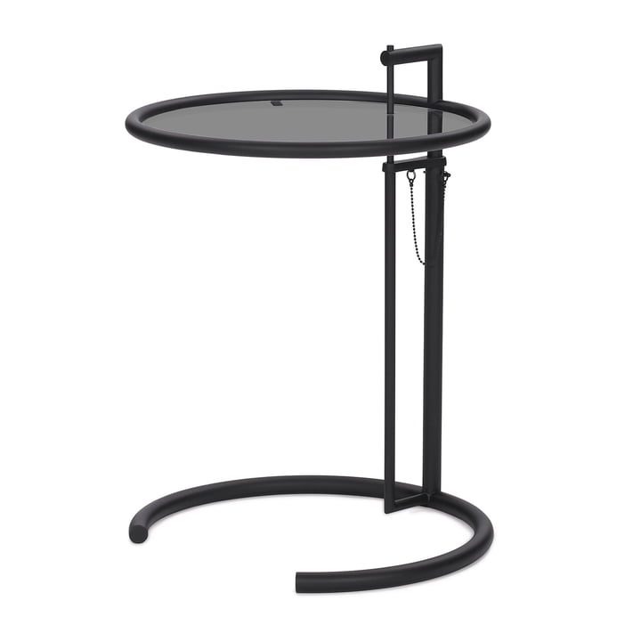 ADJUSTABLE TABLE E 1027 #Black 
 #Smoked Glass