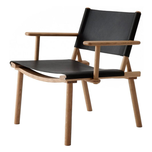 December Lounge chair with armrests by Nikari #oak - black leather #