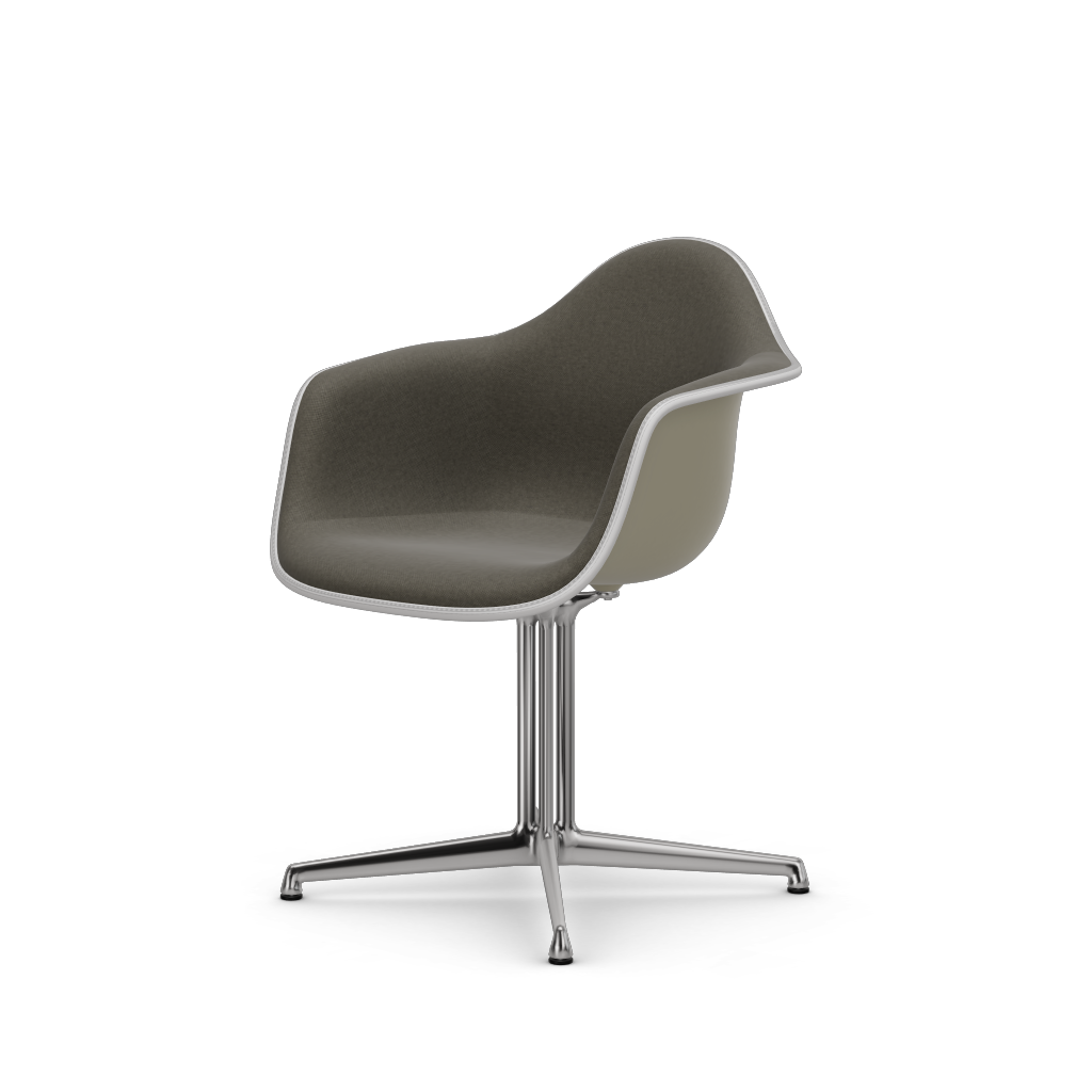 EAMES Plastic Armchair Dal (with Full Upholstery) (Color of Seat Shell -PEBBLE) (Request Info)