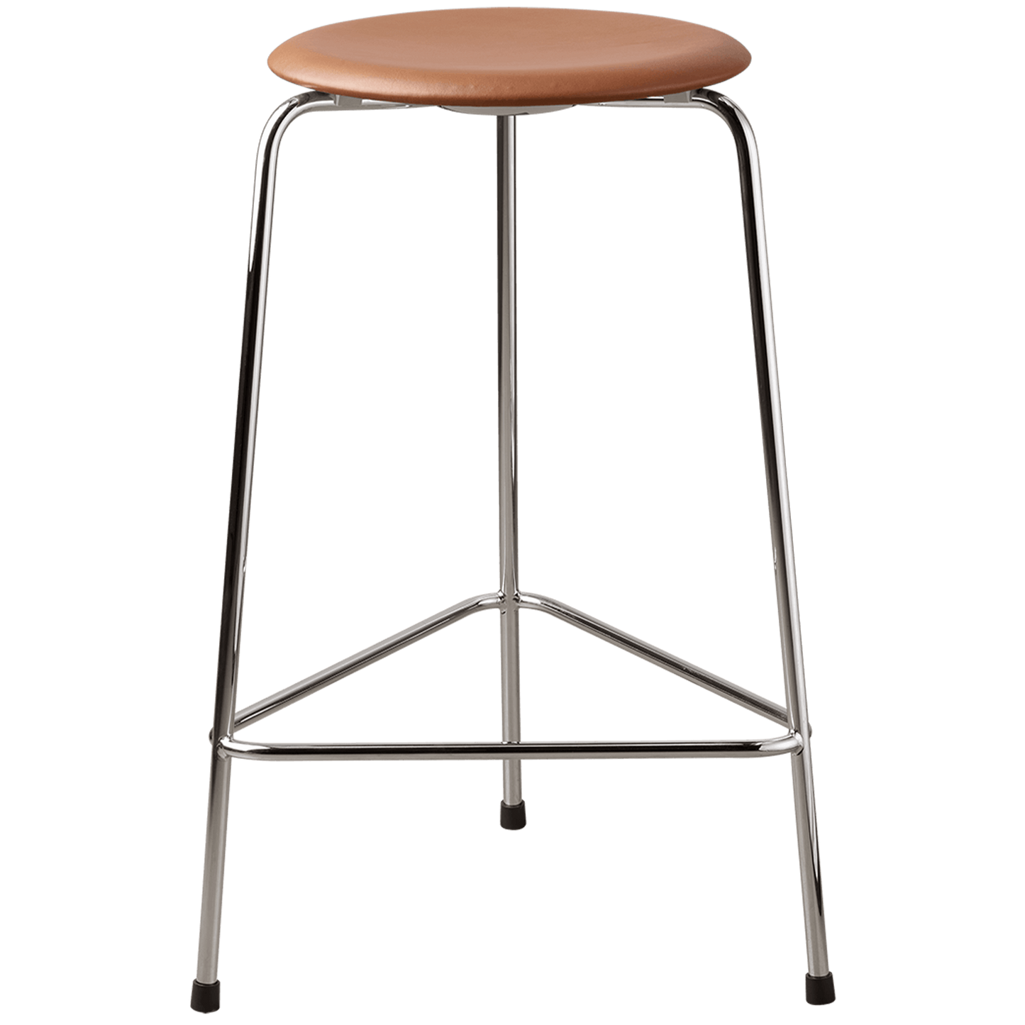 High Dot™ - M3170 Counter Stool W. 3 Legs by Fritz Hansen #Walnut leather & Chomed steel