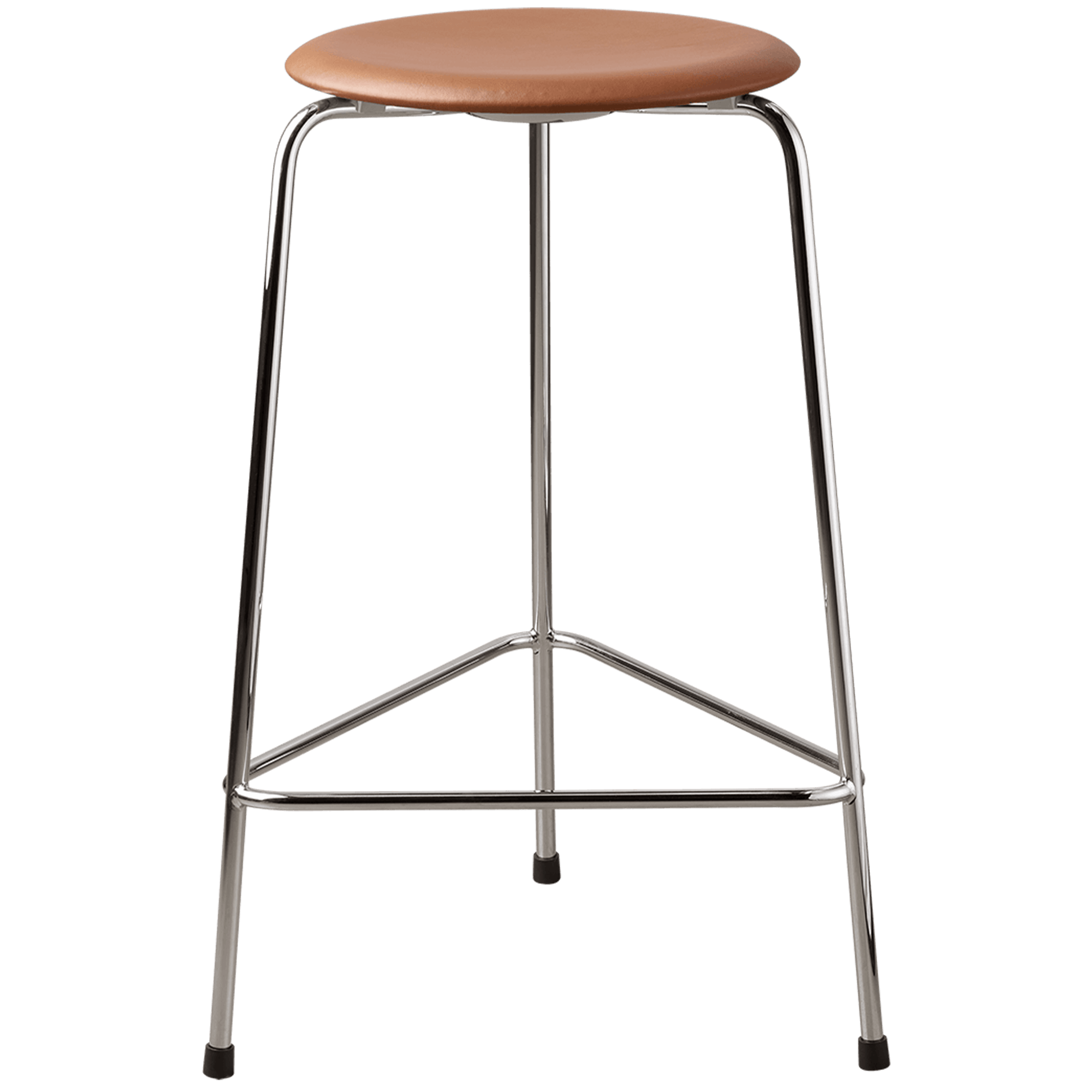 High Dot™ - M3170 Counter Stool W. 3 Legs by Fritz Hansen #Walnut leather & Chomed steel