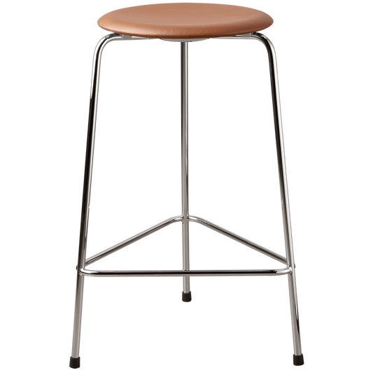 High Dot™ - M3170 Counter Stool W. 3 Legs by Fritz Hansen #Walnut leather & Chomed steel