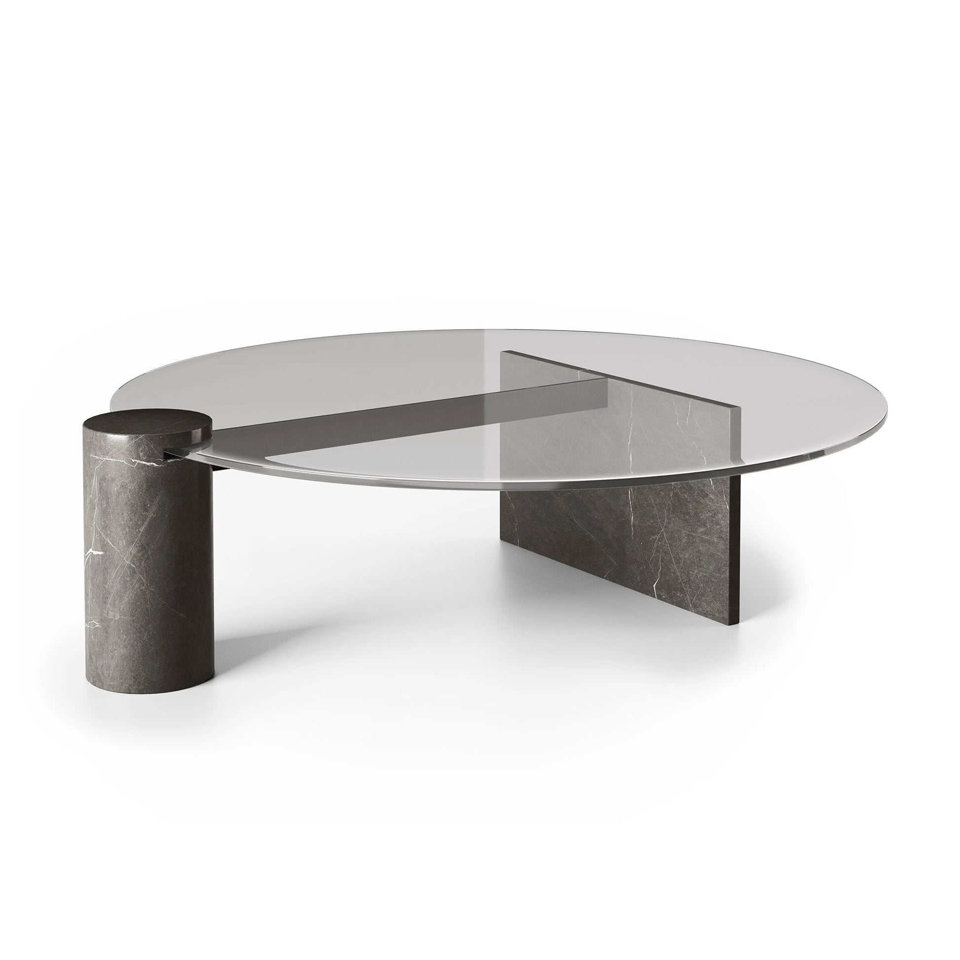 Frost - Round Tempered Glass Coffee Table by Natuzzi Italia #Pewt/Fossena