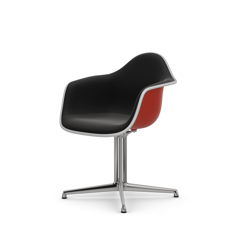 EAMES Plastic Armchair Dal (with Full Upholstery) (Color of Seat Shell -Poppy Red) (Request Info)