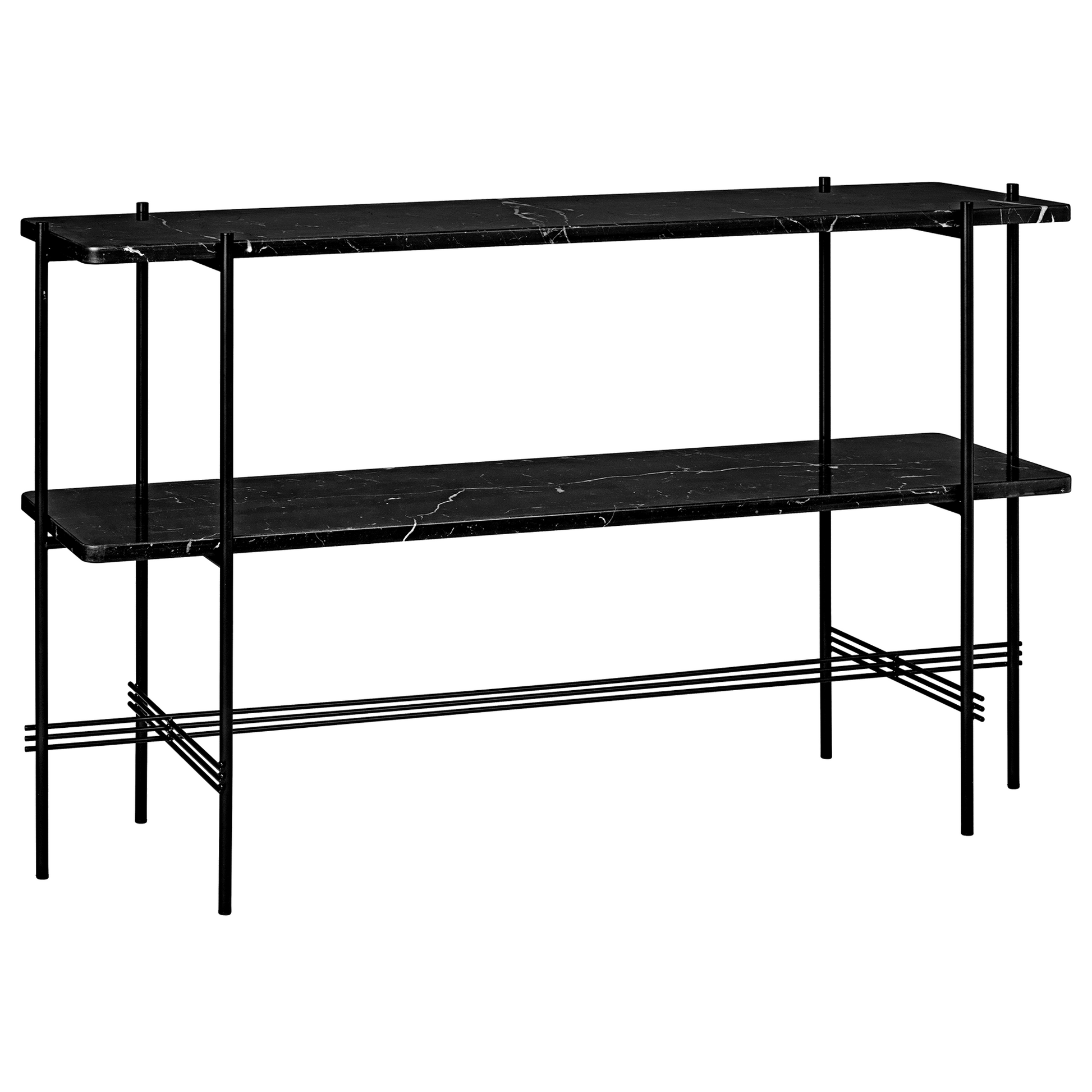 TS Console Table H72 cm w. 2 Shelves by GUBI #Black/ Black Marquina Marble