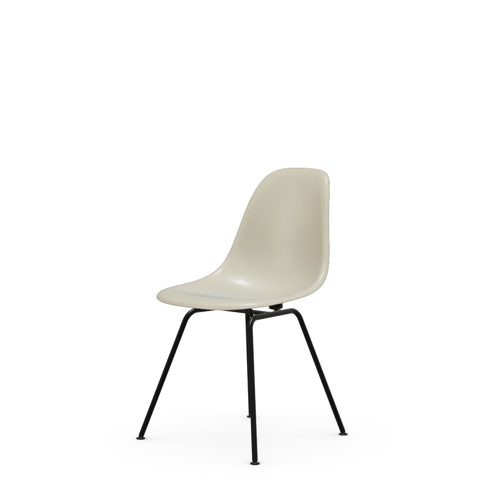 Eames Fiberglass Side Chair Dsx (Without Upholstery) by Vitra #powder-coated basic dark / Eames parchment