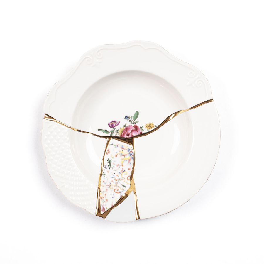 Porcelain and gold plated Soup plate Kintsugi by Seletti #No.3