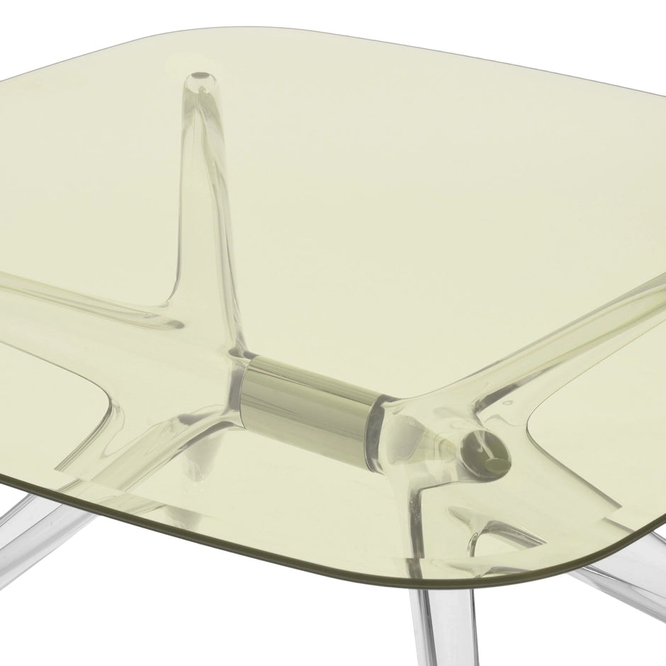 Blast Square Coffee Table by Kartell #YELLOW / CRYSTAL CHROME DETAIL