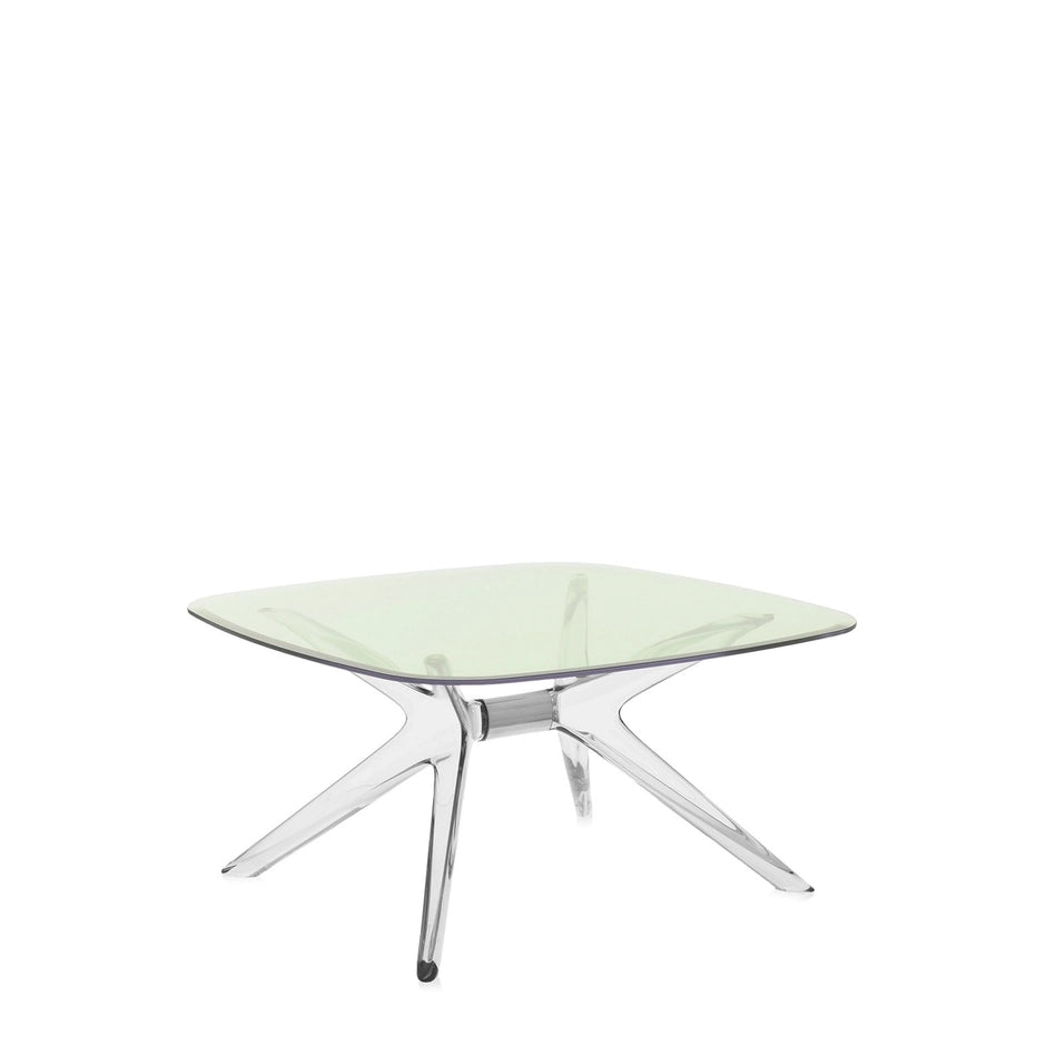 Blast Square Coffee Table by Kartell #GREEN / CRYSTAL CHROME DETAIL