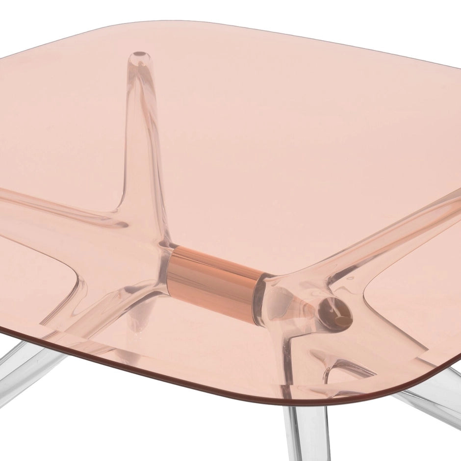 Blast Square Coffee Table by Kartell #PINK / CRYSTAL BRONZE DETAIL