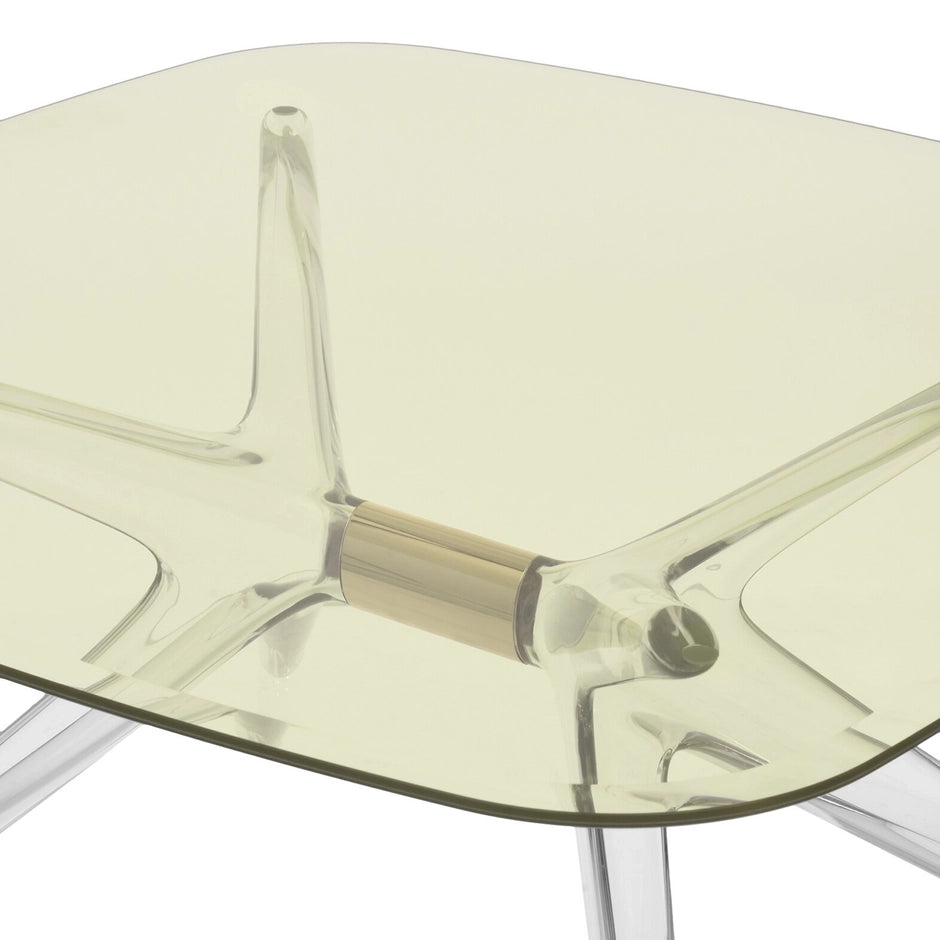 Blast Square Coffee Table by Kartell #YELLOW / CRYSTAL BRONZE DETAIL