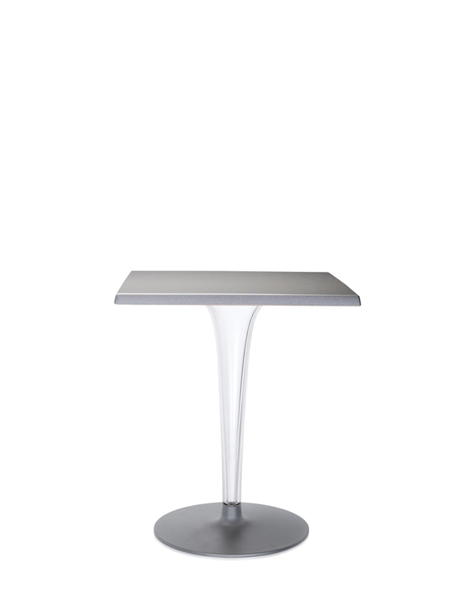 Top Top Square Bar Table by Kartell #MELAMINE ALUMINIUM/70 cm/Transparent PMMA