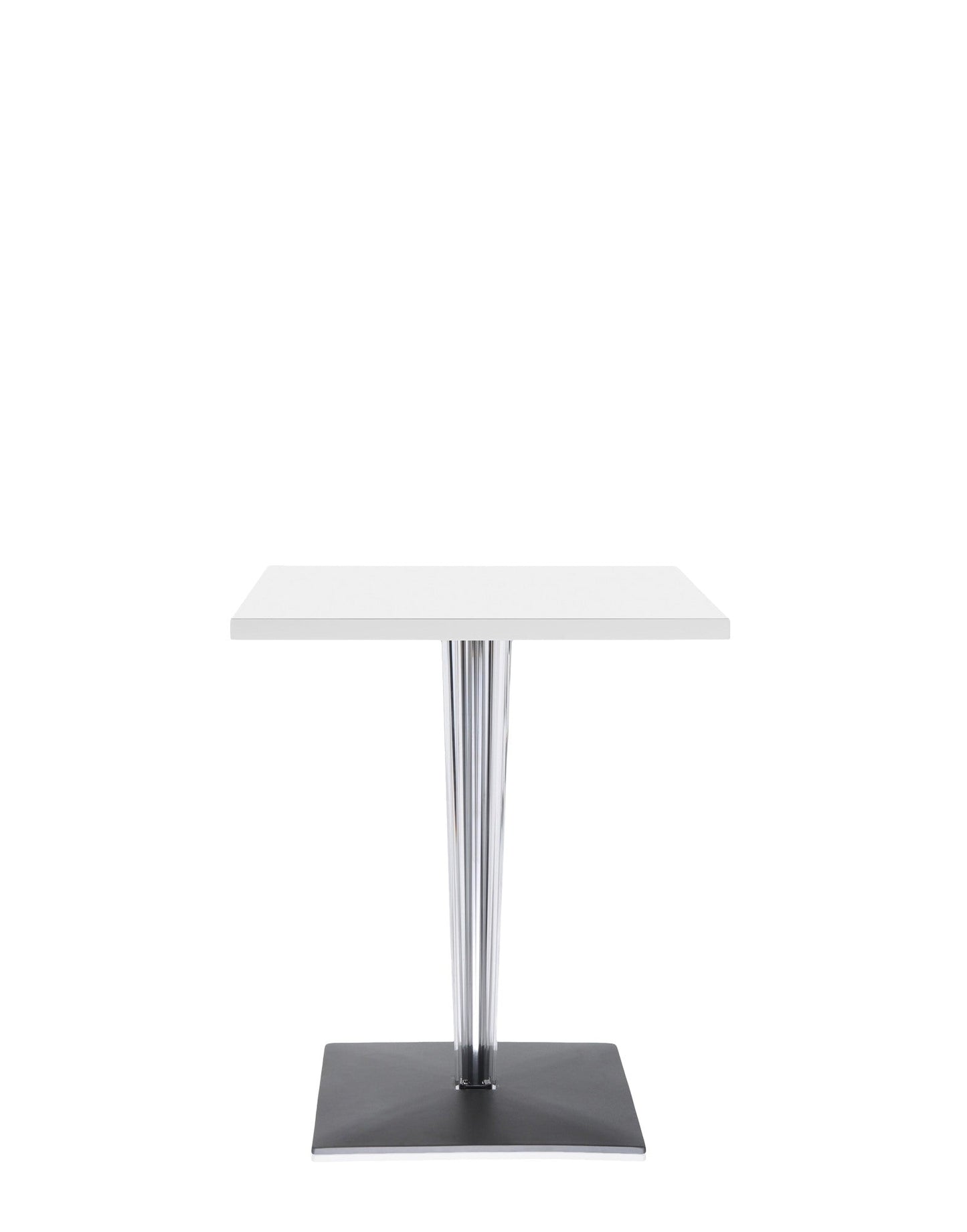 Top Top Square Bar Table by Kartell #WHITE LAMINATE/60 cm/Transparent PMMA with chrome-plated steel internal