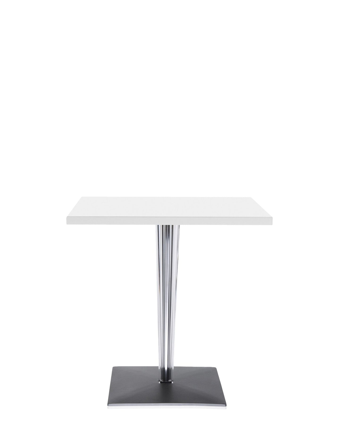 Top Top Square Bar Table by Kartell #WHITE LAMINATE/70 cm/Transparent PMMA with chrome-plated steel internal