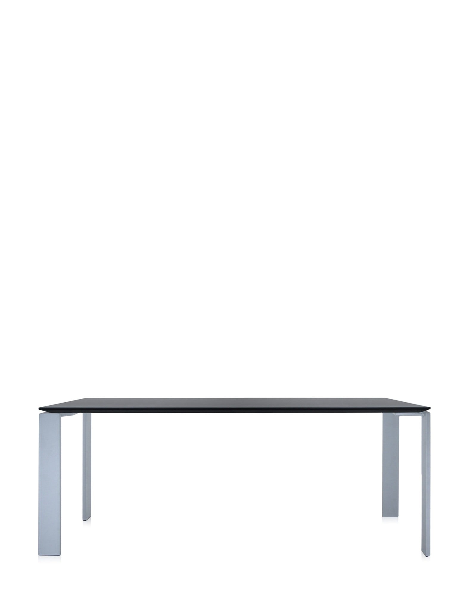 Four Rectangular Desk by Kartell #ALLUMINIUM/BLACK/158x79 cm/