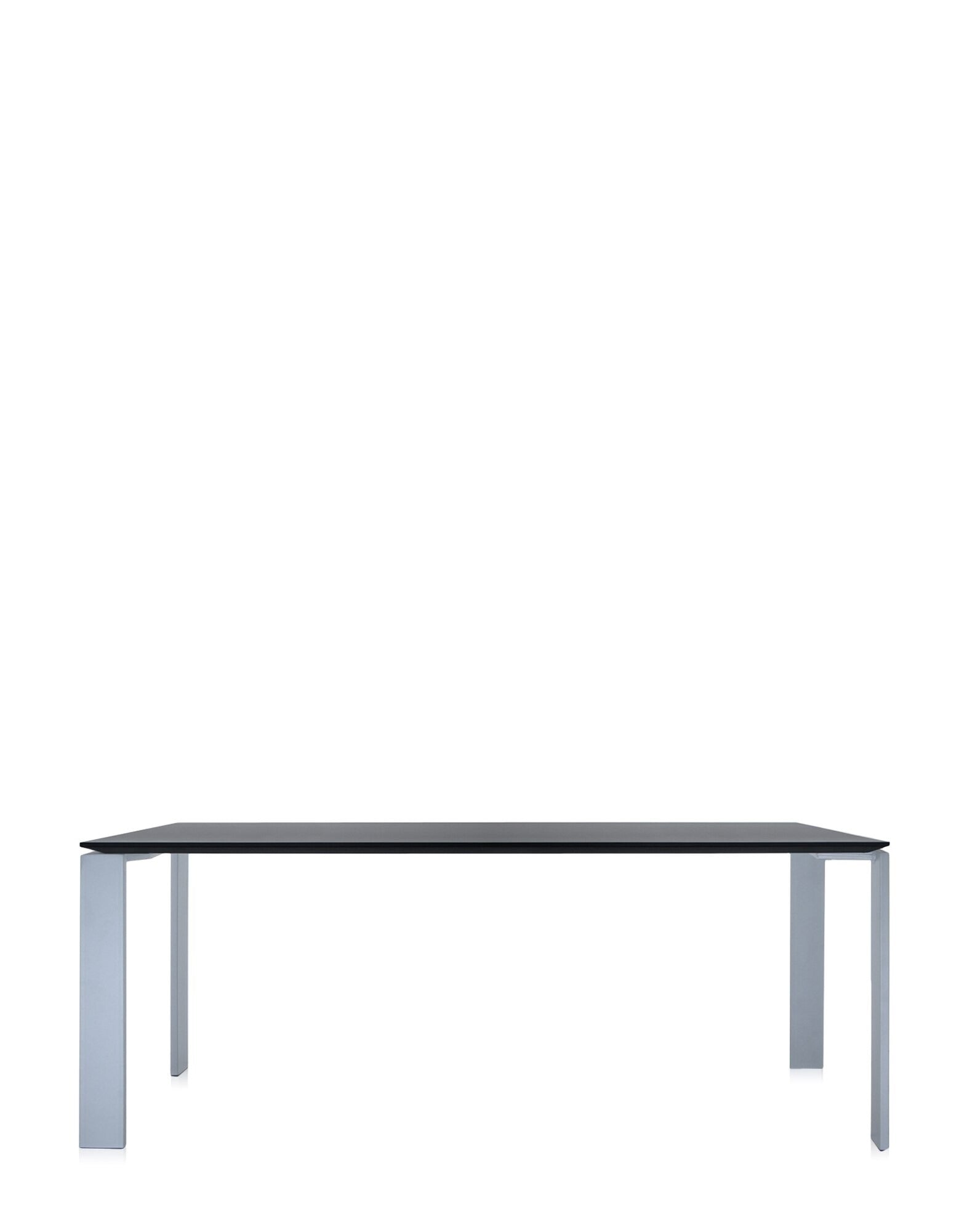 Four Rectangular Desk by Kartell #ALLUMINIUM/BLACK/190x79 cm/