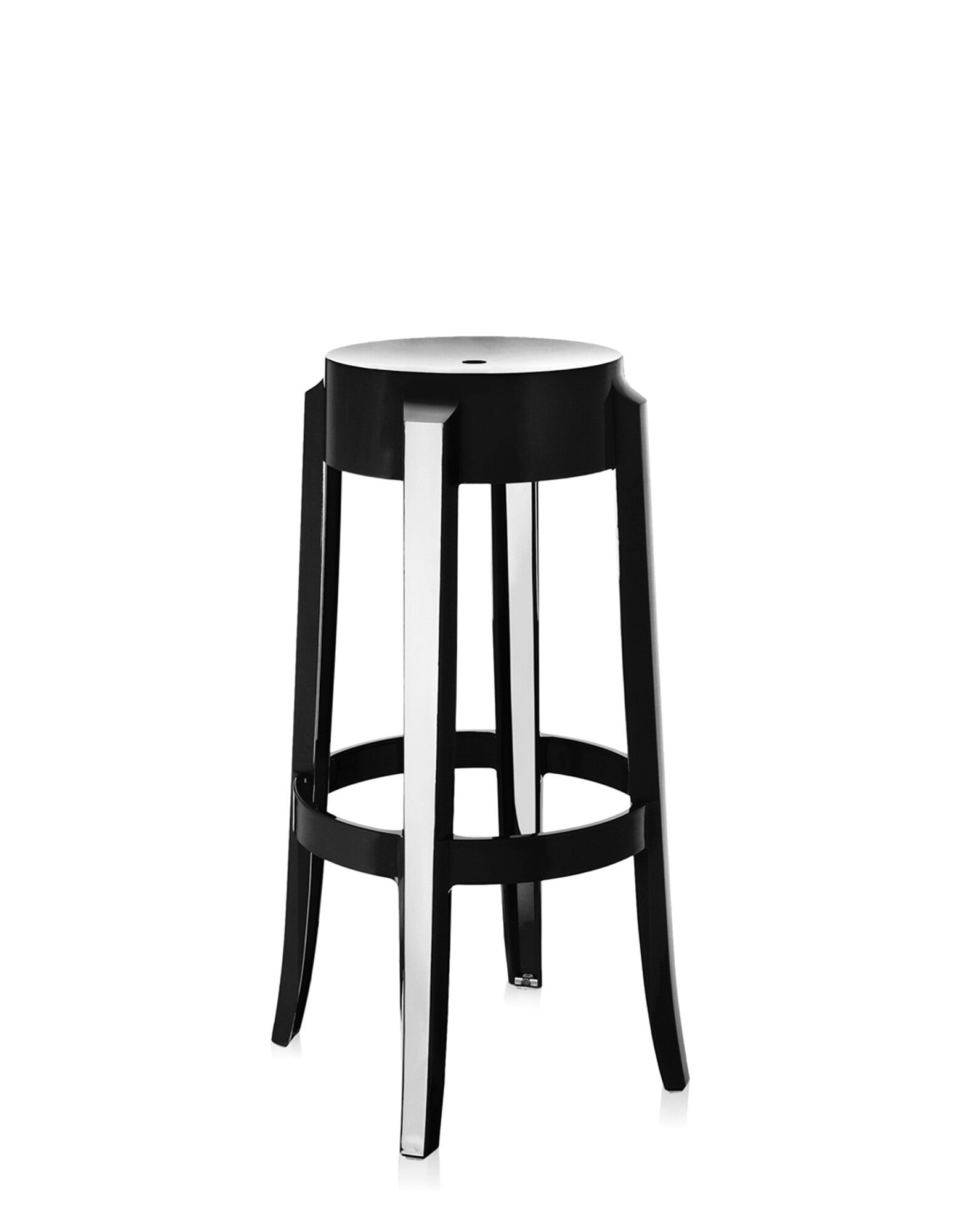 Charles Ghost Bar Stool by Kartell #GLOSSY BLACK/75 CM/