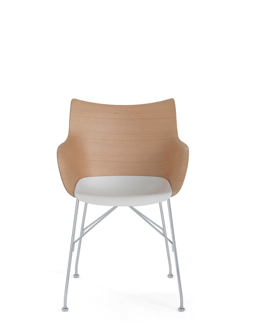 Q/WOOD Armchair by Kartell #BASIC VENEER-LIGHT WOOD/CHROME/WHITE