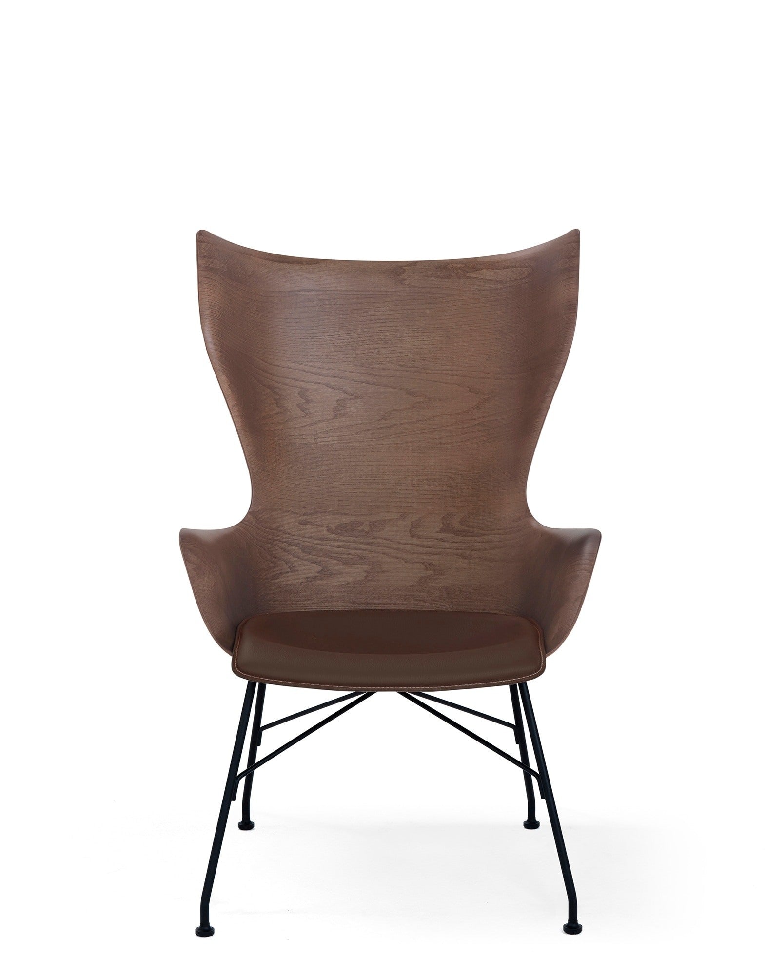 K/WOOD Armchair (with Leather Seat) by Kartell #slatted ash/DARK WOOD / BLACK/