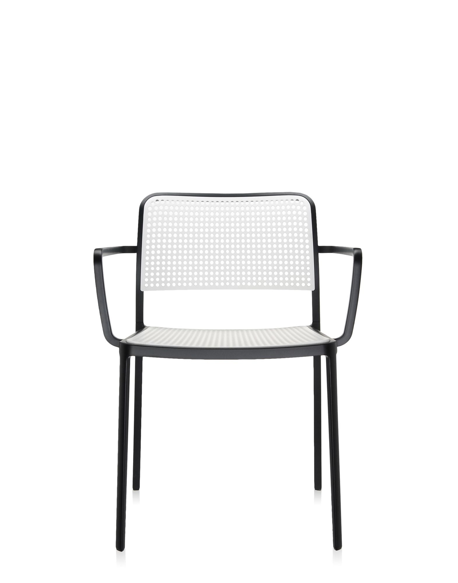 Audrey Armchair by Kartell #WHITE/BLACK PAINTED STEEL/