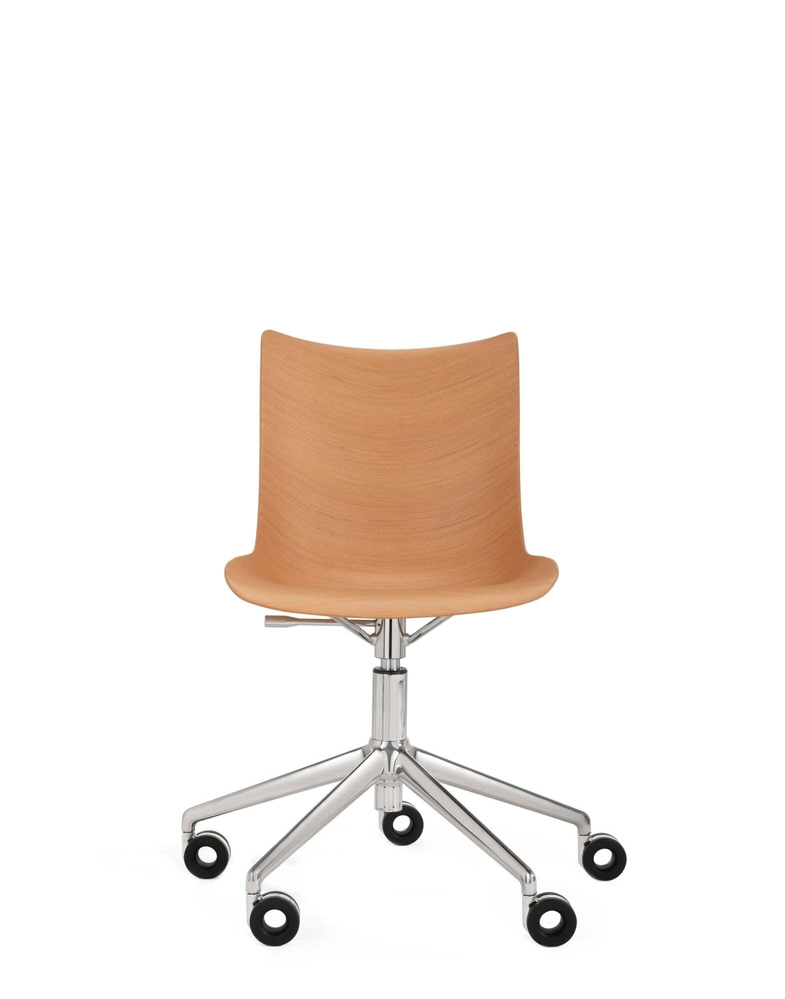 P/WOOD Swivel Chair by Kartell #BASIC VENEER/LIGHT WOOD/CHROME/