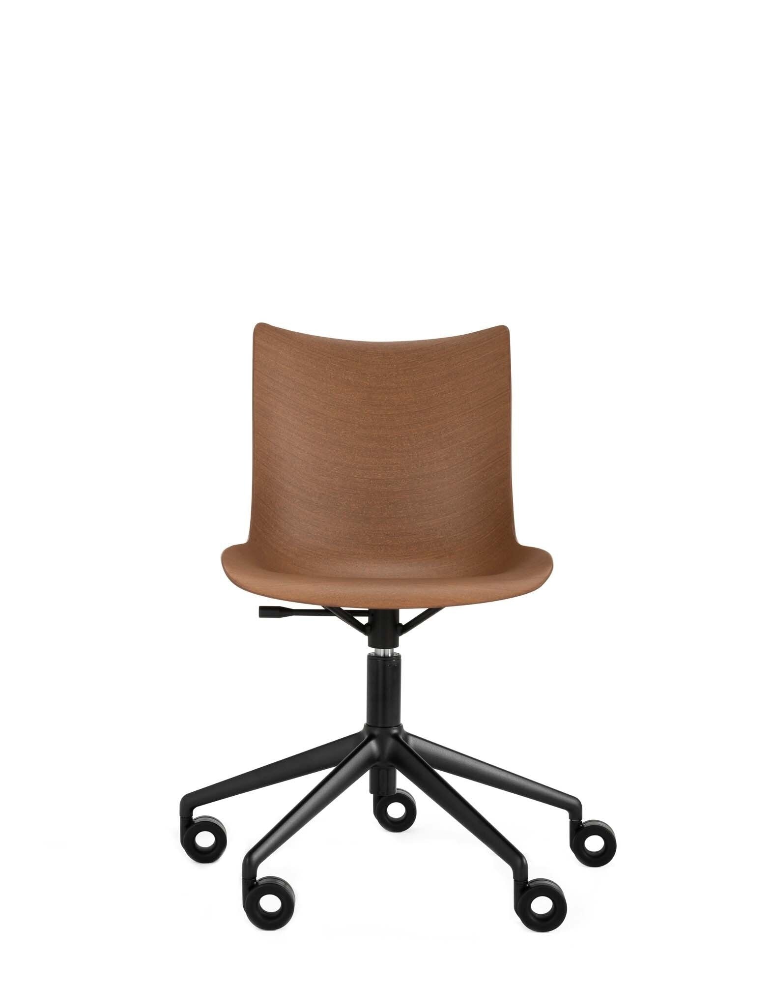 P/WOOD Swivel Chair by Kartell #BASIC VENEER/DARK WOOD/BLACK/