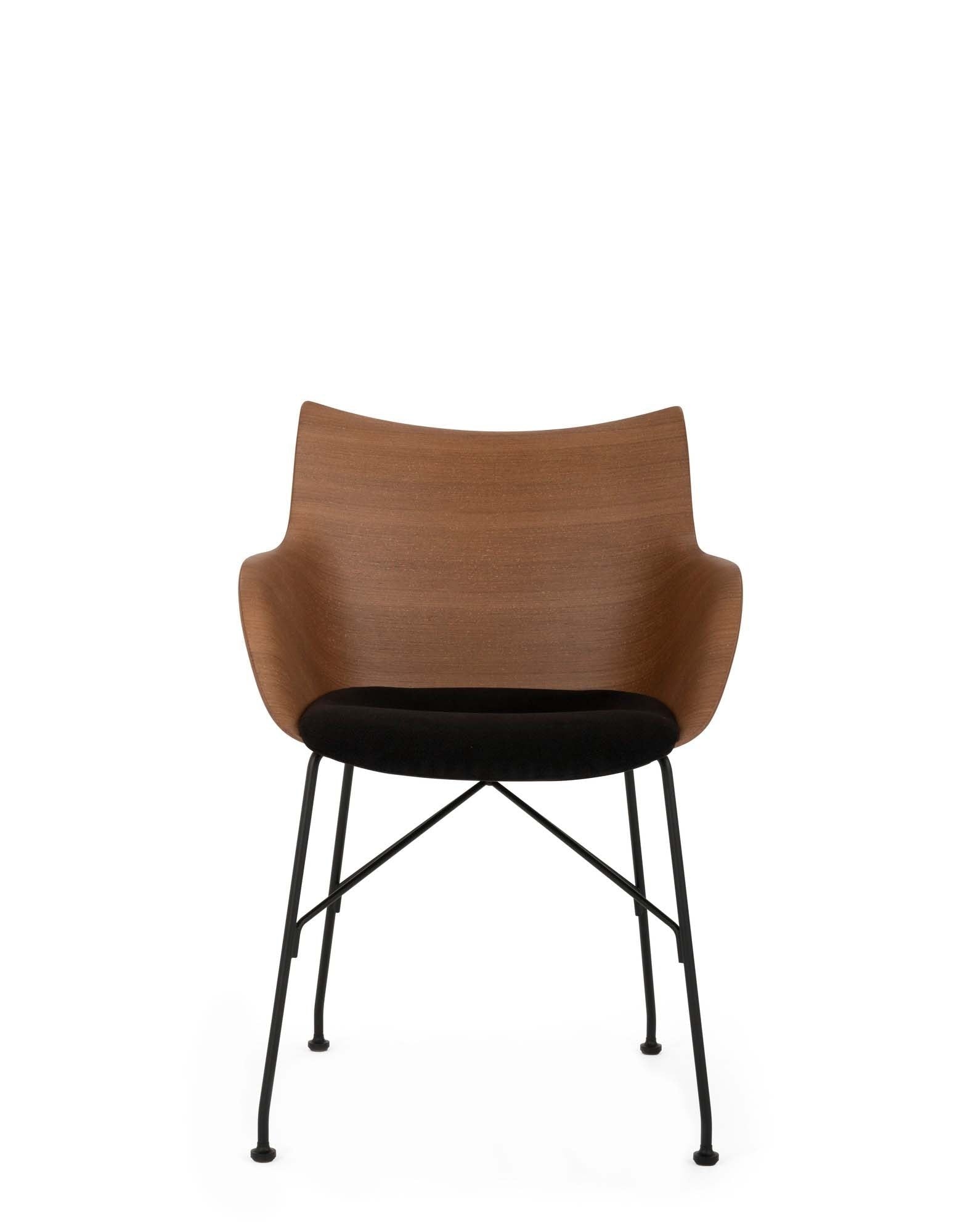 Q/WOOD Armchair (Seat Upholstery) by Kartell #DARK WOOD/BLACK/BLACK