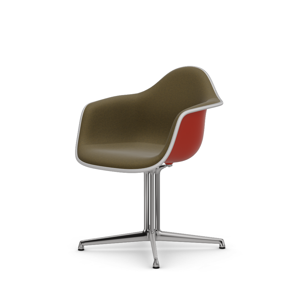 EAMES Plastic Armchair Dal (with Full Upholstery) (Color of Seat Shell -Poppy Red) (Request Info)