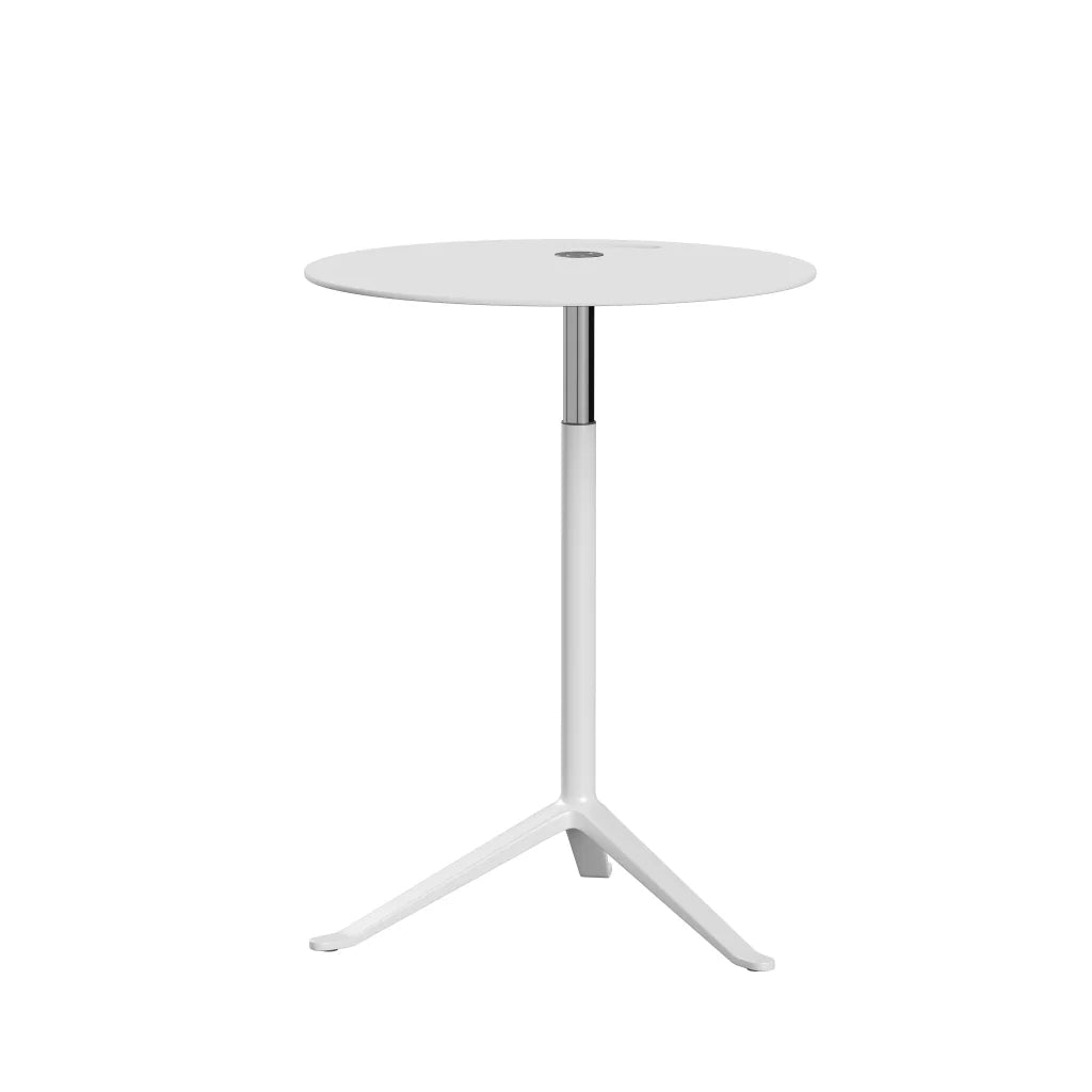 Little Friend™ - Ks11, Height Adjustable Side Table, Ø 45 Cm by Fritz Hansen #Laminate / White (102)/Powder Coated Steel / White (100)