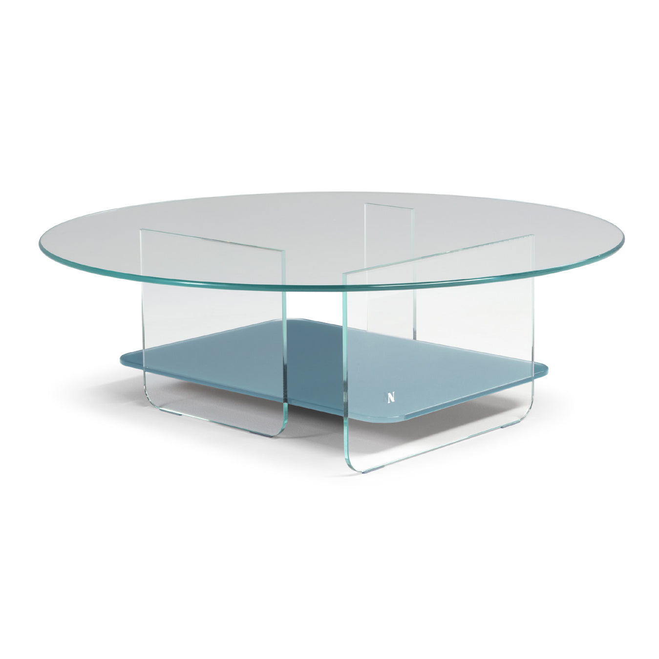 CAVA - Round glass coffee table with integrated magazine rack