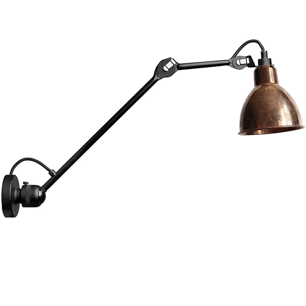 N304 L40 Wall Lamp by Lampe Gras #Mat Black & Raw Copper Hardwired