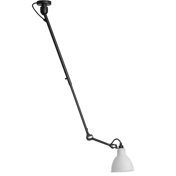 N302 Ceiling Lamp by Lampe Gras #Mat Black & Opal Glass Shade