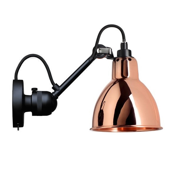 N304 Wall Lamp by Lampe Gras #Mat Black & Copper w. Switch