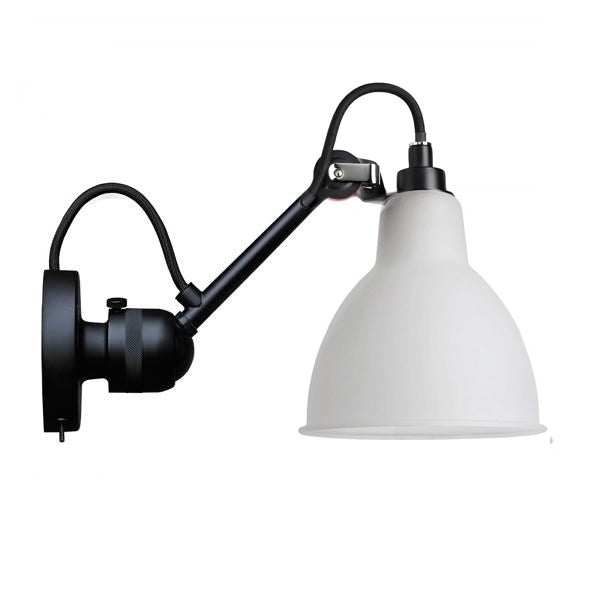 N304 Wall Lamp by Lampe Gras #Mat Black & Opal Glass w. Switch