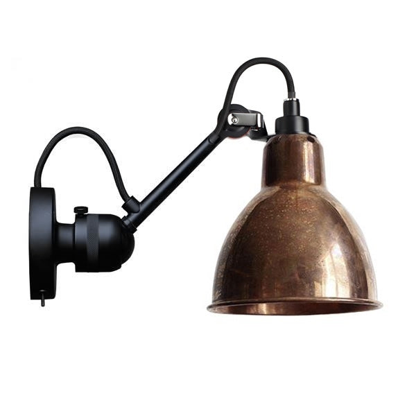 N304 Wall Lamp by Lampe Gras #Mat Black & Raw Copper w. Switch