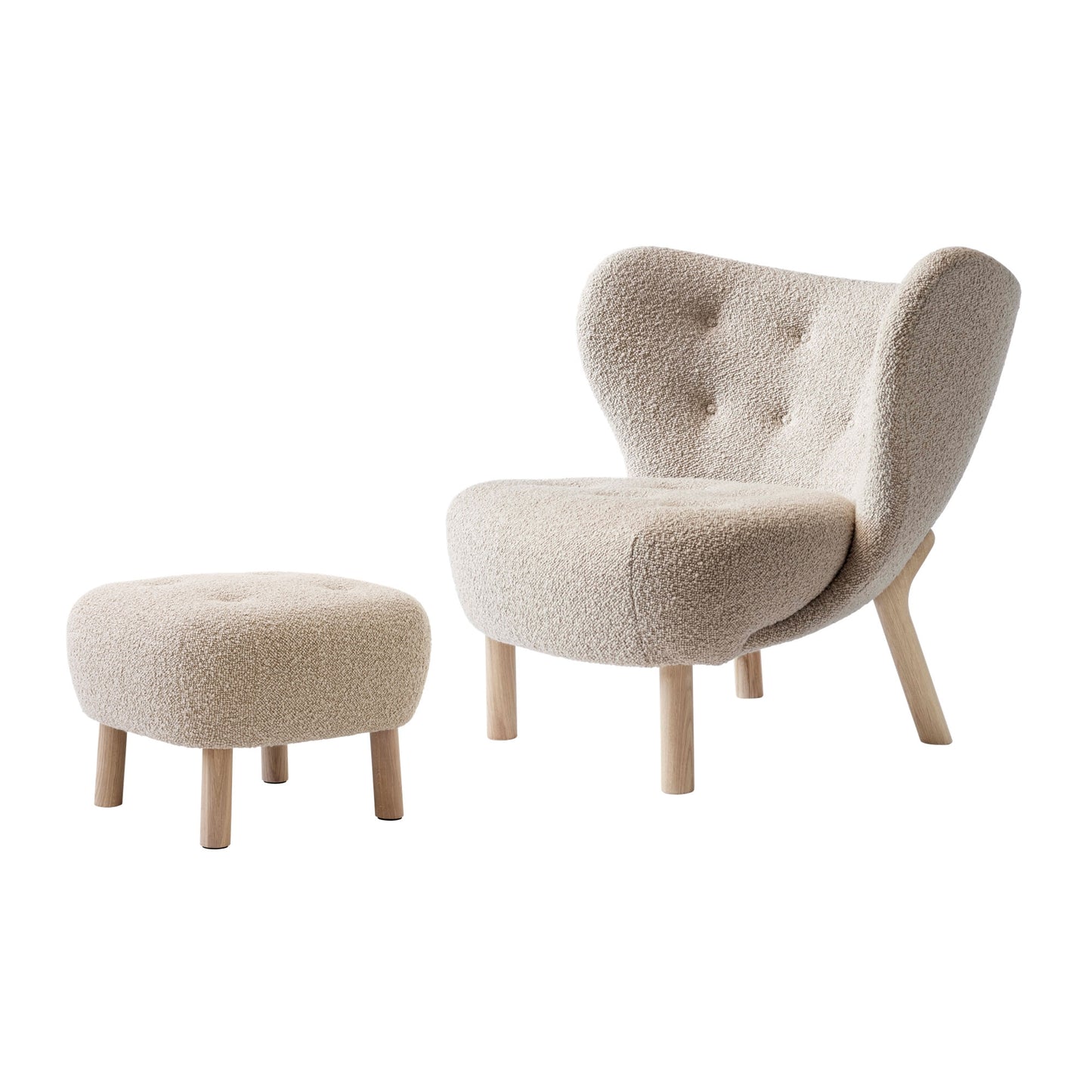 Little Petra VB1 Armchair with ATD1 Pouf by &tradition #Karakorum 003/White Oiled Oak Incl. ATD1 Puf